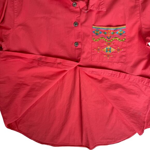 Vtg IB Diffusion Womens Western Shirt Plus 22W Coral Colorful Embroidery Cowgirl - Picture 6 of 16